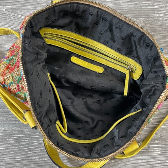Vintage Juicy Couture Crossbody Purse Woven Straw Rainbow Stitch Hobo Crossbody - Picture 7 of 11
